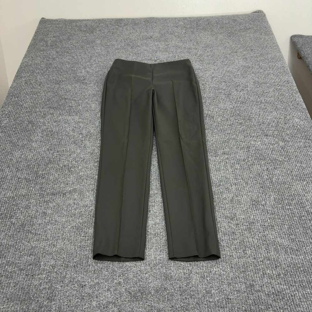 Akris Punto Pants Women S Green Cotton‎ Blend Slim Leg Pintuck Classic Luxury